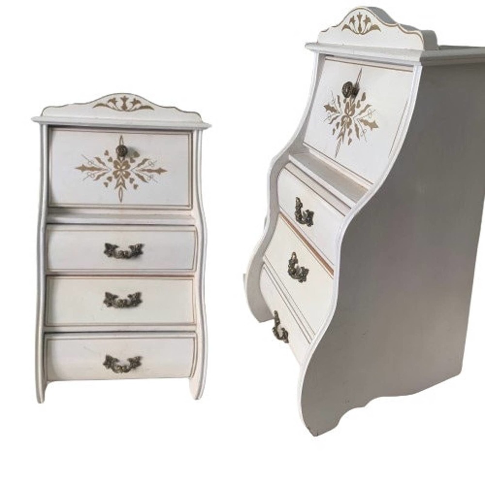 Musical White Wooden Jewelry Box // Mid Century London Leather Japan